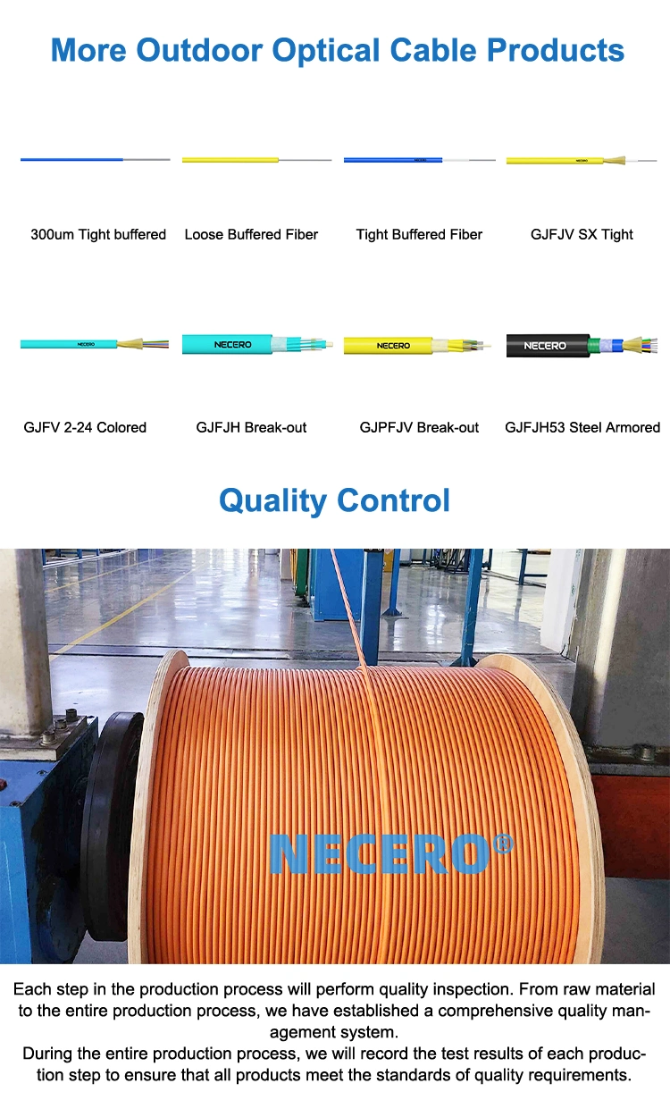 Necero CCTV Fiber Optic Cable Telecommunications Indoor High Strength Quality Indoor Fiber Optic Cabling