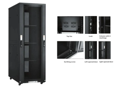 Porta de vidro para rack de servidor de data center de 19 polegadas, gabinete Fllor, gabinete de servidor, gabinete de montagem em parede, gabinete de rede