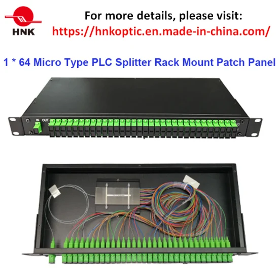 2: 8 PLC Splitter Mount Rack Patch Panel de Fibra Óptica